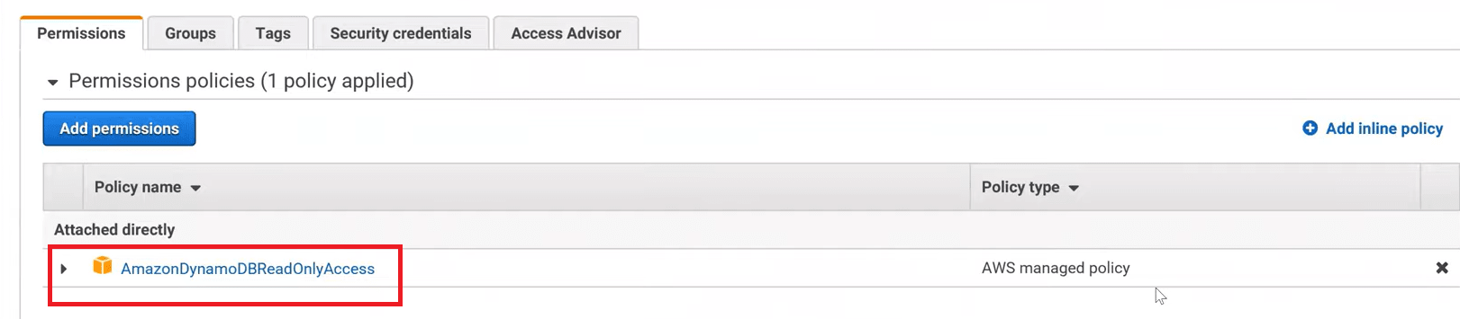 DynamoDB Azure - Read-only access